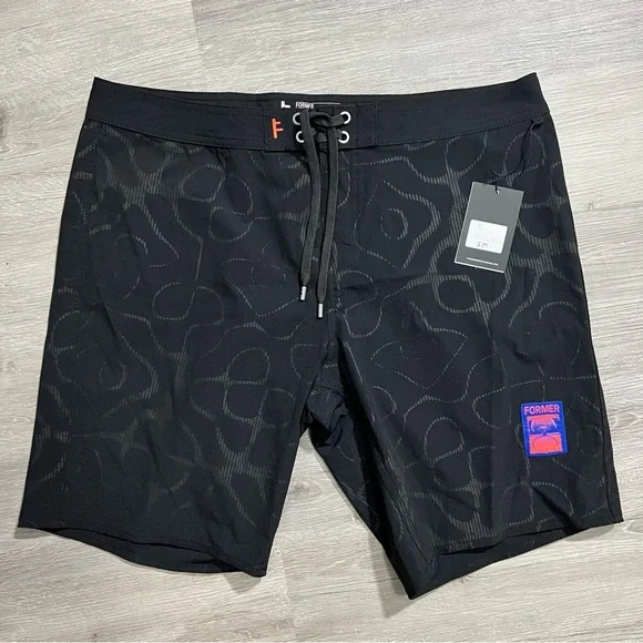 NWT Former Merchandise Men Radio Wave Swim Trunk Shorts Black Size 38 - Picture 4 of 11